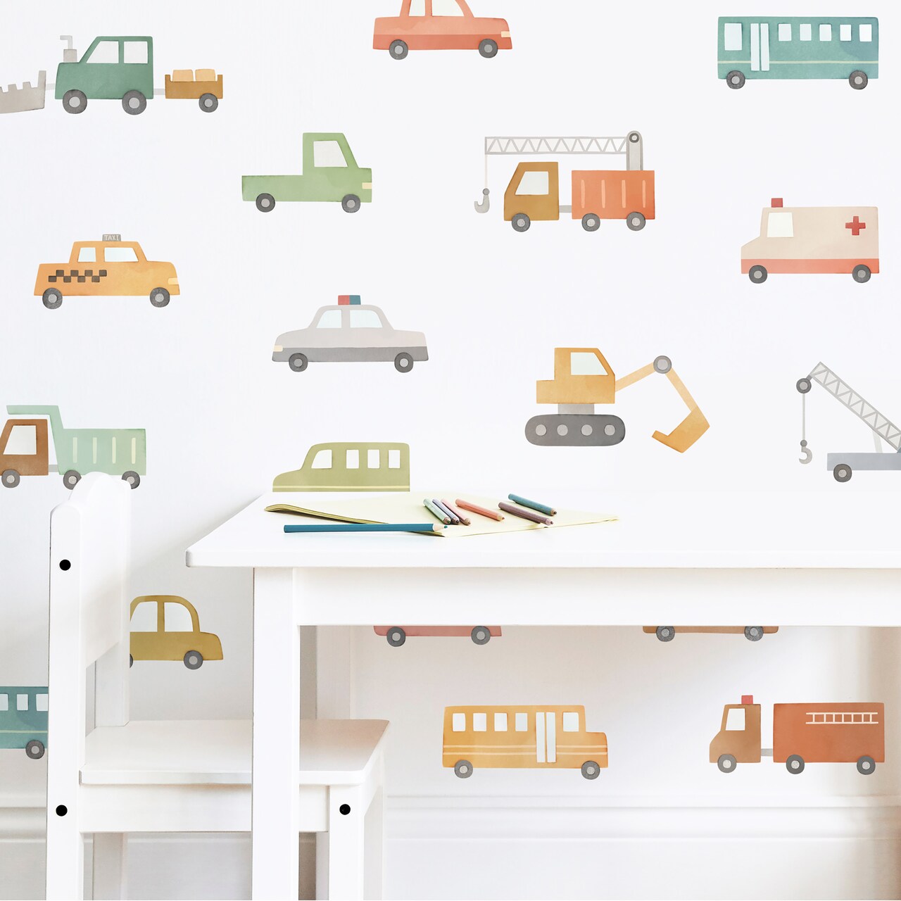 Car and Truck Wall Decals - Removable & Reusable Wall Stickers, Peel and Stick Wall Decor for Kid's Rooms and Nurseries